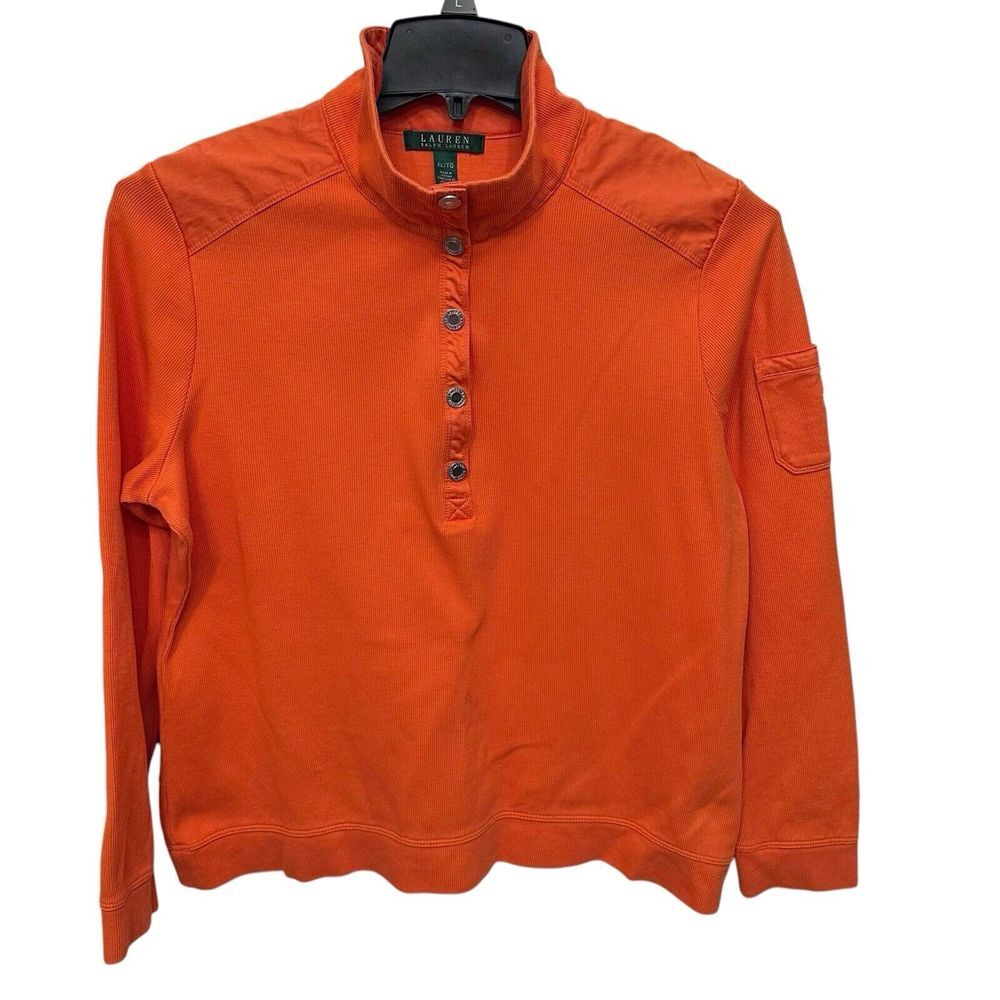 Lauren Ralph Lauren Womens Large XL Ribbed Sweater Orange Casual‎ Pullover